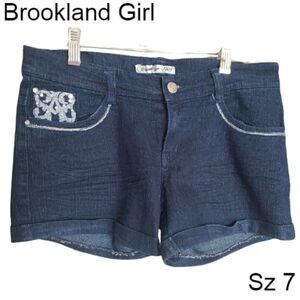 Women's Denim Stretch Shorts Size 7 Embroidered Pockets So Comfy Clearance Sale
